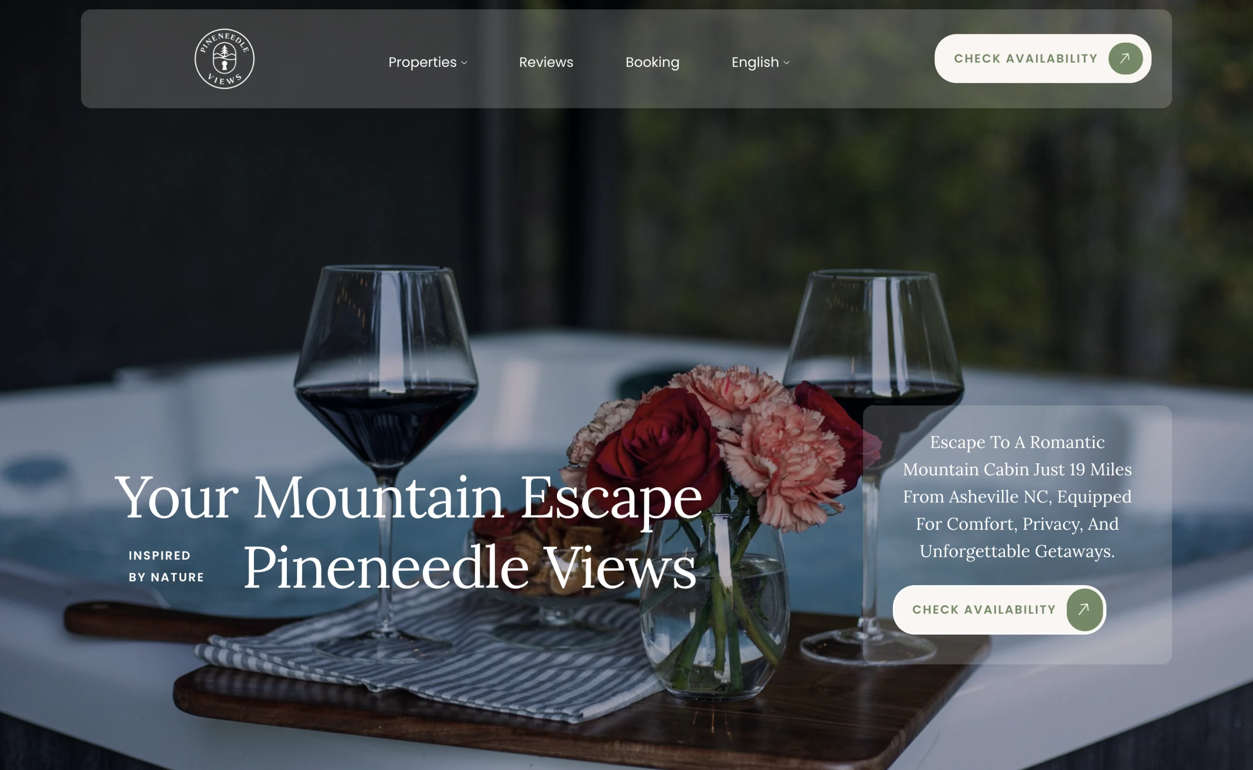 Pineneedle Views website by Barefoot Build