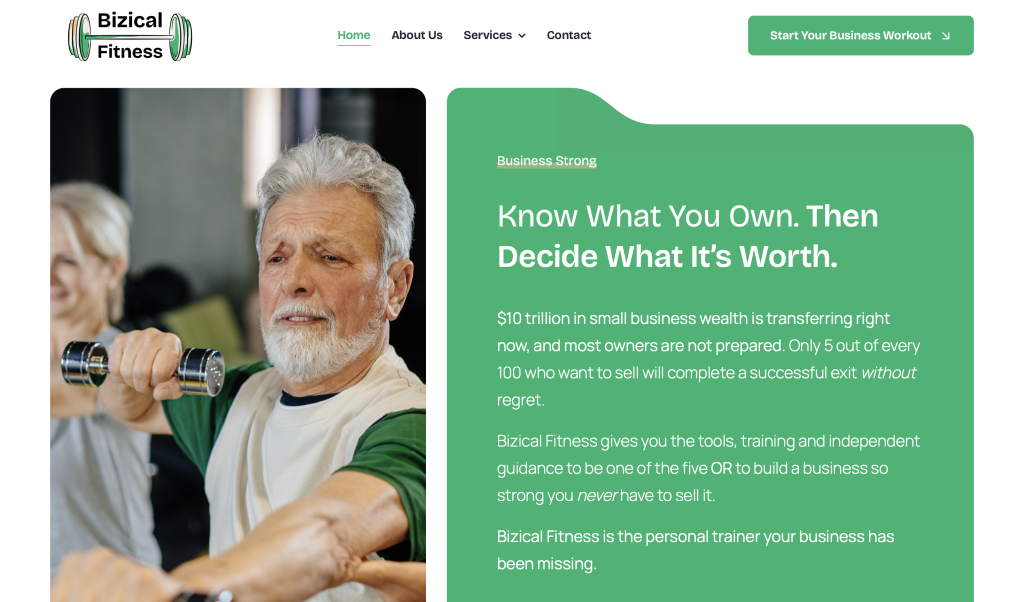 Bizical Fitness website designed by Barefoot Build