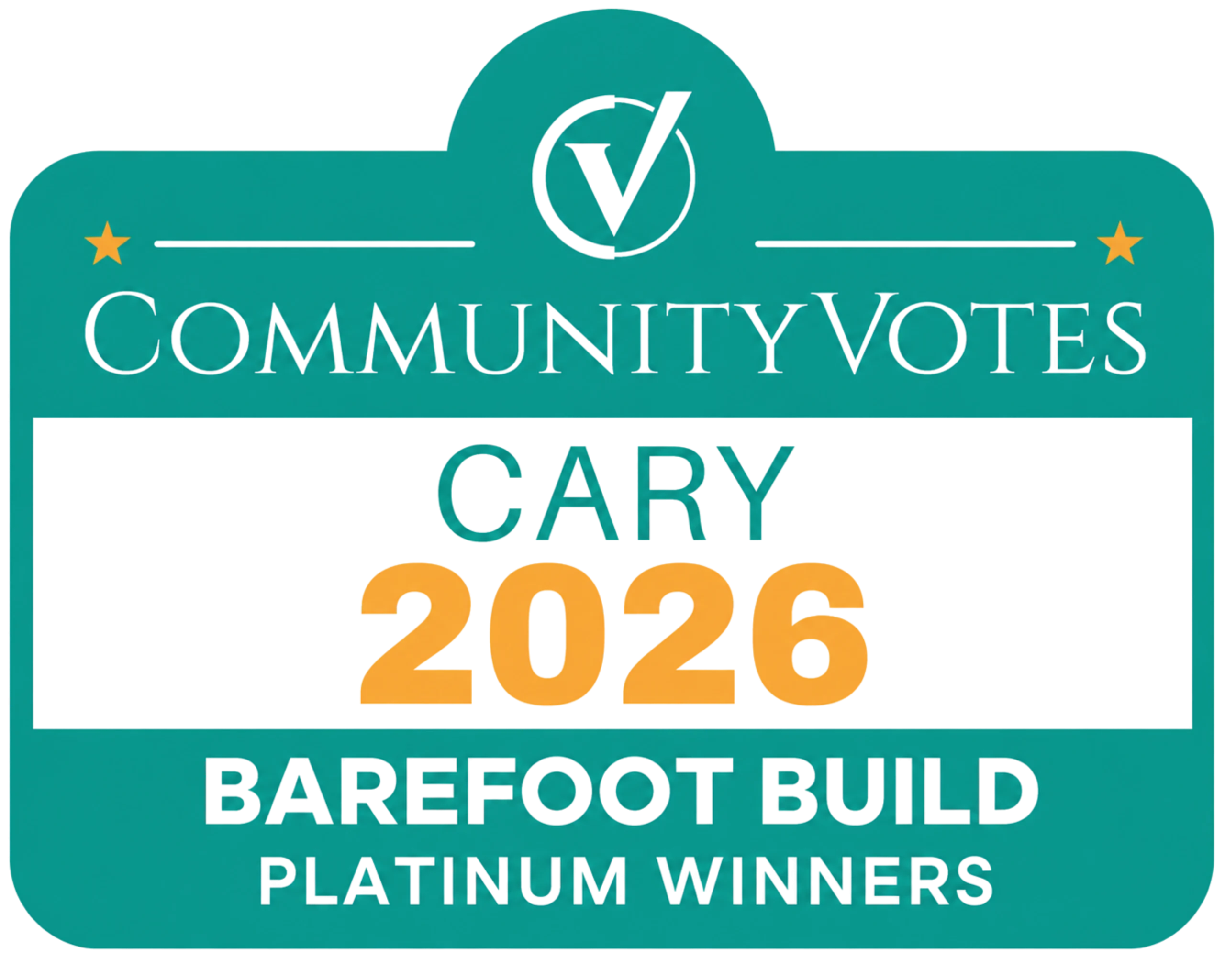 Barefoot Build has been voted Cary's #1 Platinum web designer for 2026.