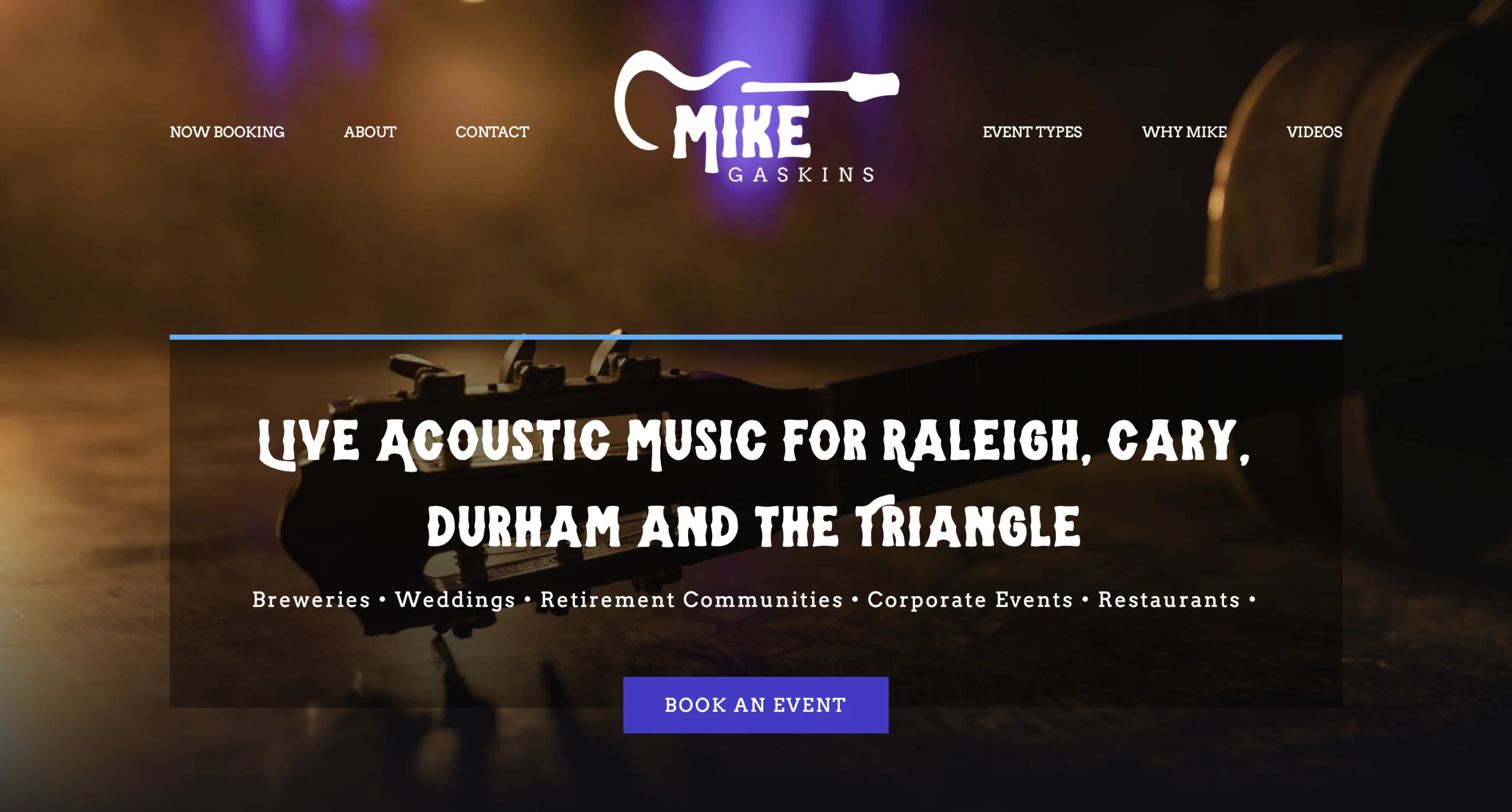 Mike Gaskins website designed by Barefoot Build web design in Raleigh NC