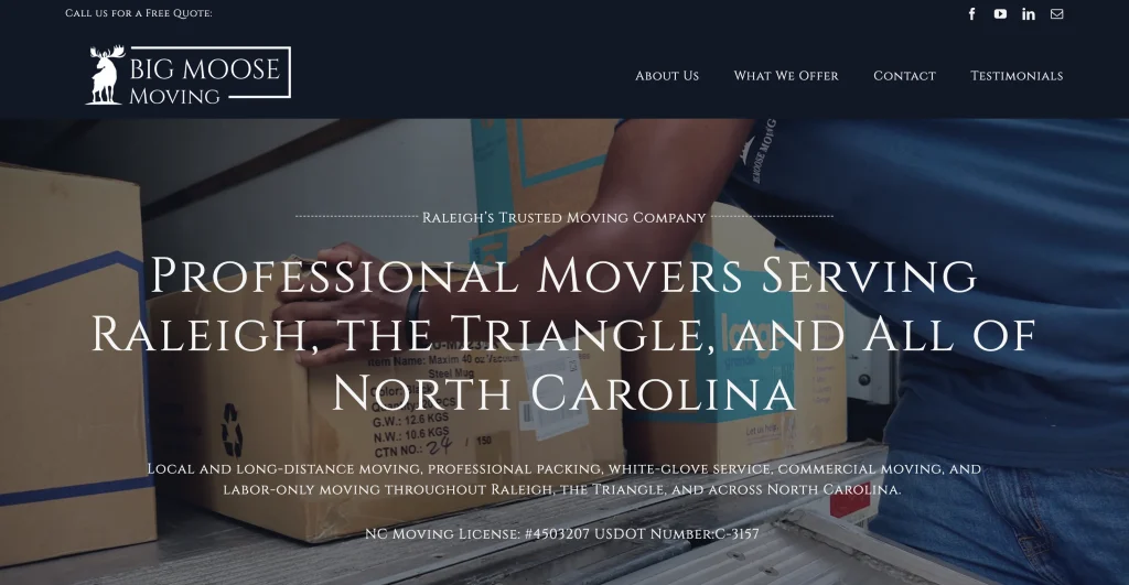Big Moose Moving SEO and website by Barefoot Build